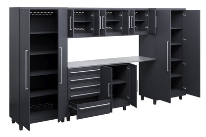 Prestige Series 8pc Cabinets Set with Base, Tool Drawers, Wall Cabinets and 36" Lockers
