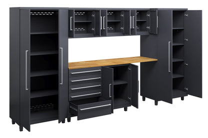 Prestige Series 8pc Cabinets Set with Base, Tool Drawers, Wall Cabinets and 36" Lockers