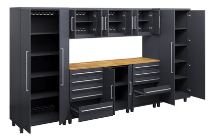 Prestige Series 9pc Cabinet Set with Base, Tool Drawers, Wall Cabinets and 36" Lockers