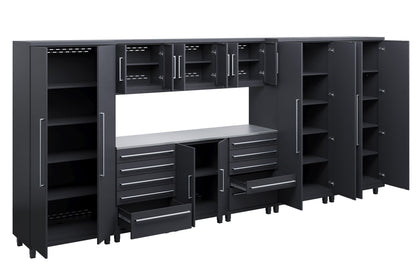 Prestige Series 10pc Cabinet Set with Base, Tool Drawers, Wall Cabinets and 36" Lockers