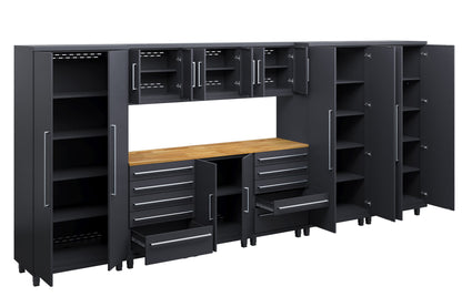 Prestige Series 10pc Cabinet Set with Base, Tool Drawers, Wall Cabinets and 36" Lockers
