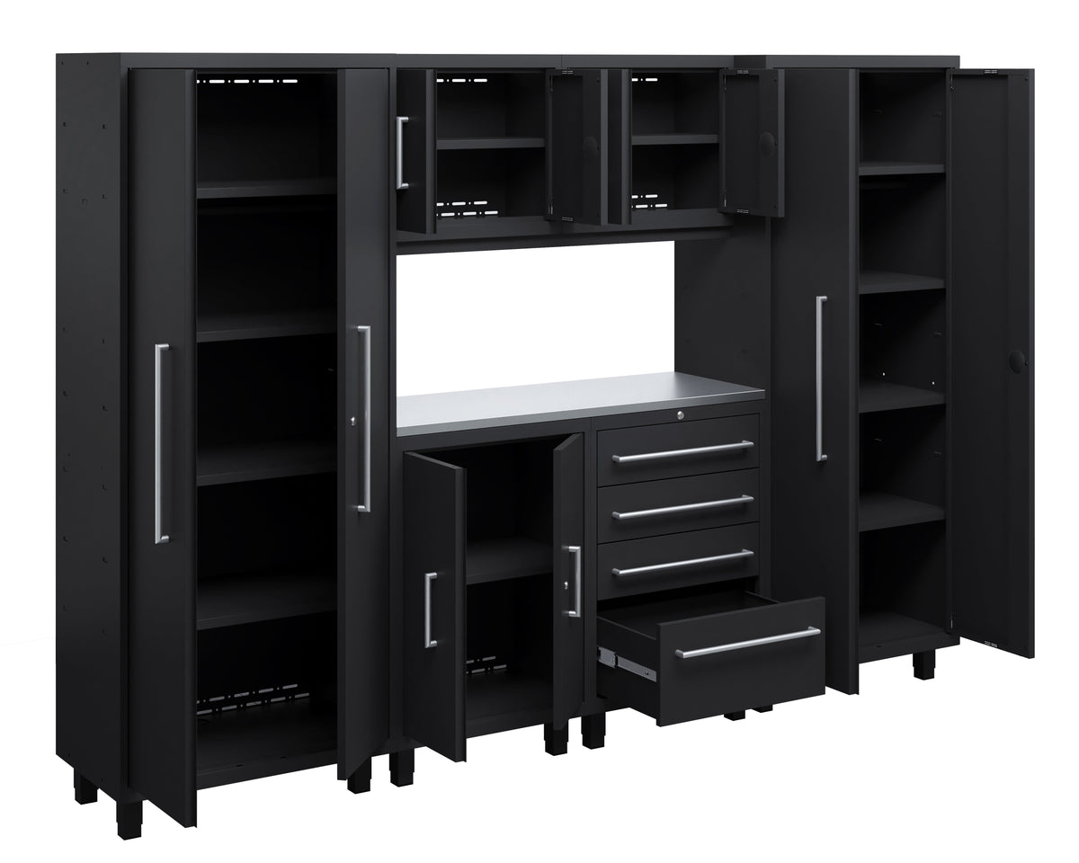 Core Plus Series 7pc Cabinet Set with Base, Tool Drawers, Wall Cabinets and 30" Lockers