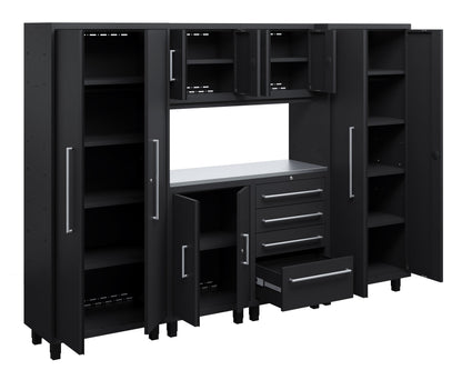 Core Plus Series 7pc Cabinet Set with Base, Tool Drawers, Wall Cabinets and 30" Lockers