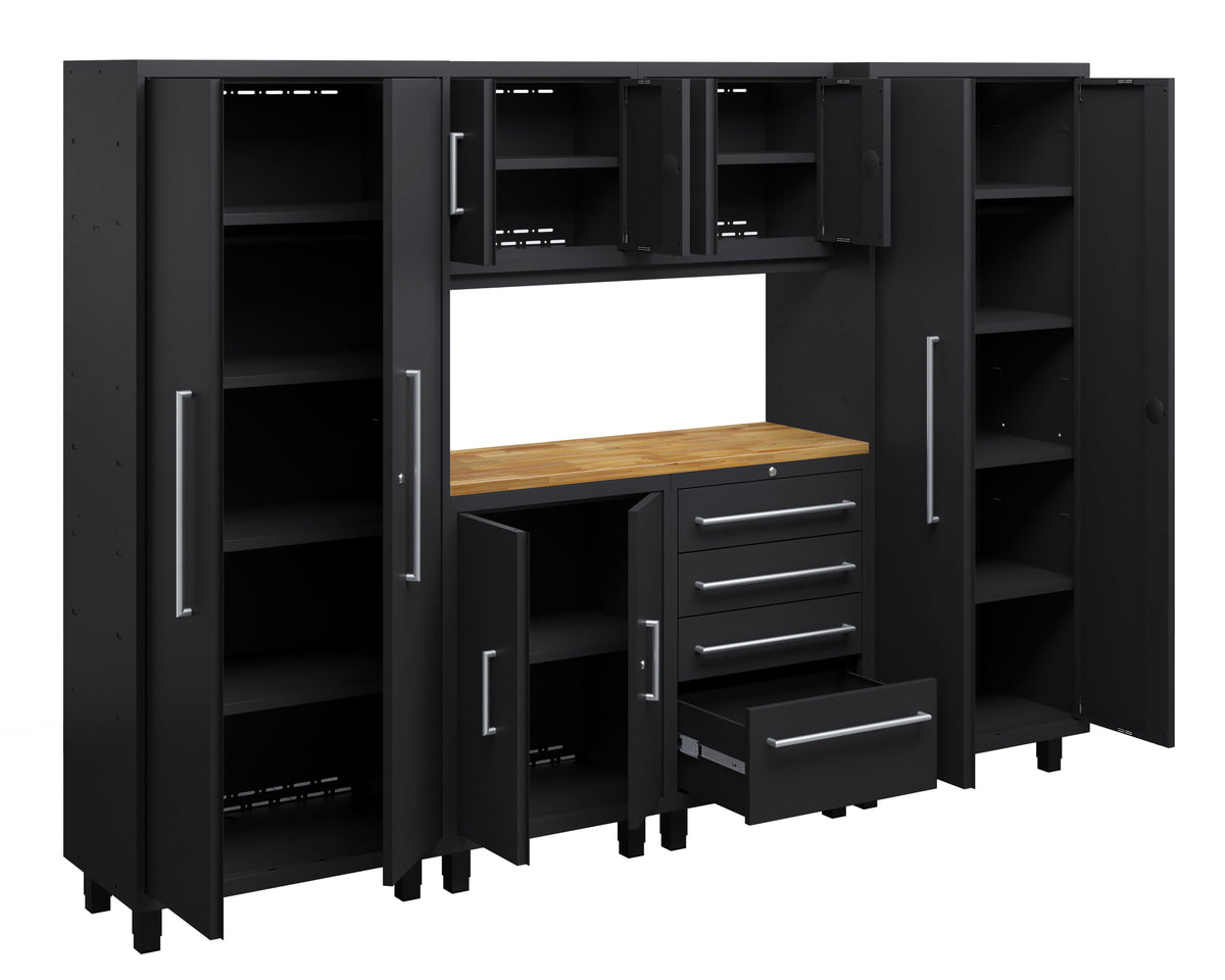 Core Plus Series 7pc Cabinet Set with Base, Tool Drawers, Wall Cabinets and 30" Lockers