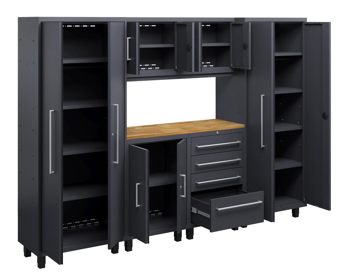 Core Plus Series 7pc Cabinet Set with Base, Tool Drawers, Wall Cabinets and 30" Lockers