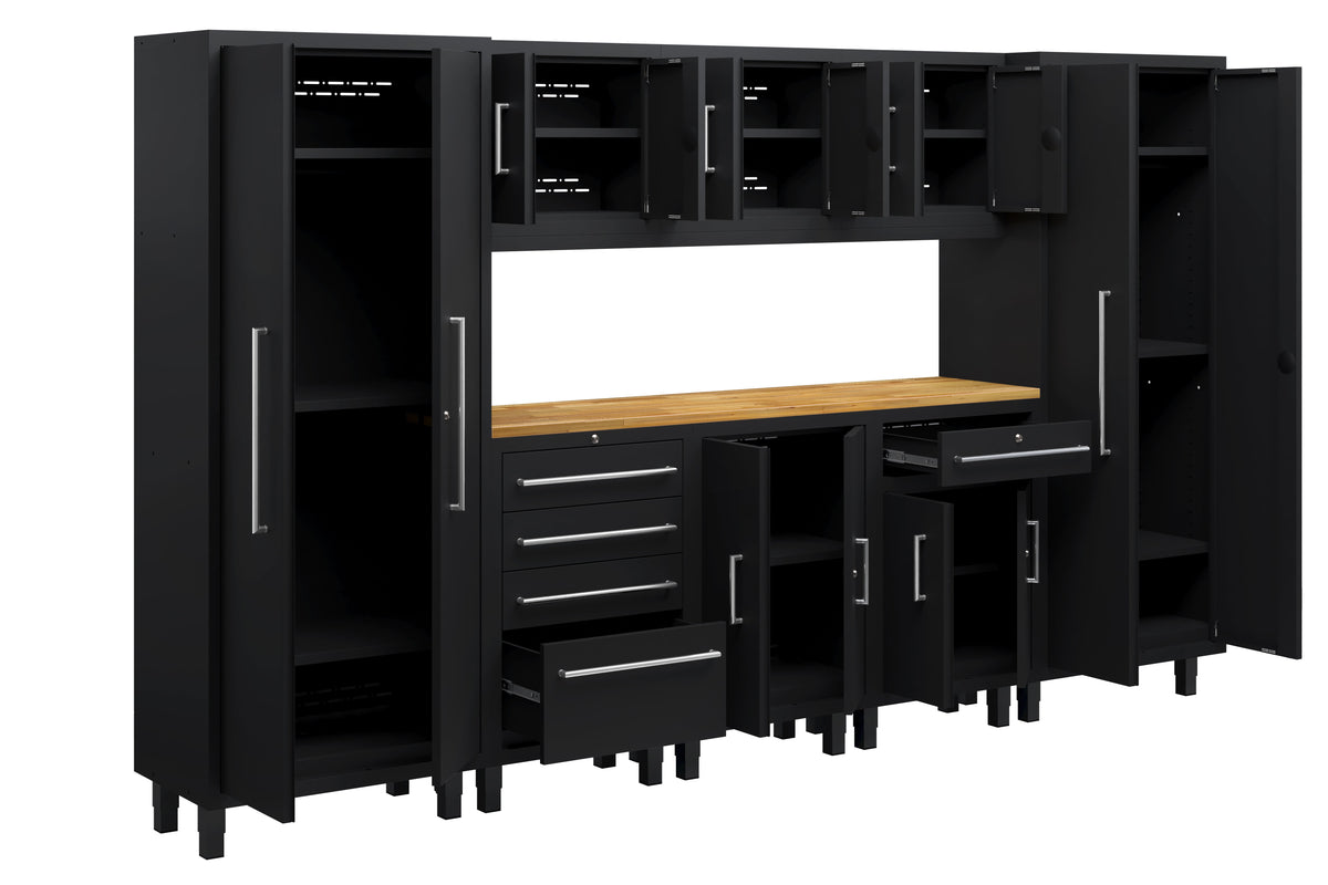 Core Plus Series 9pc Cabinet Set with Base, Tool Drawer, Split, Wall Cabinets and 30" Lockers