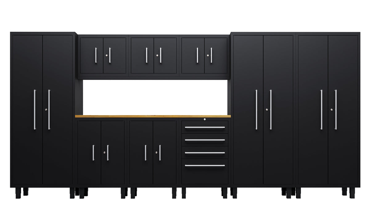 Core Plus Series 10pc Cabinet Set with Base Cabinets, Tool Drawer, Wall Cabinets and 30" Lockers