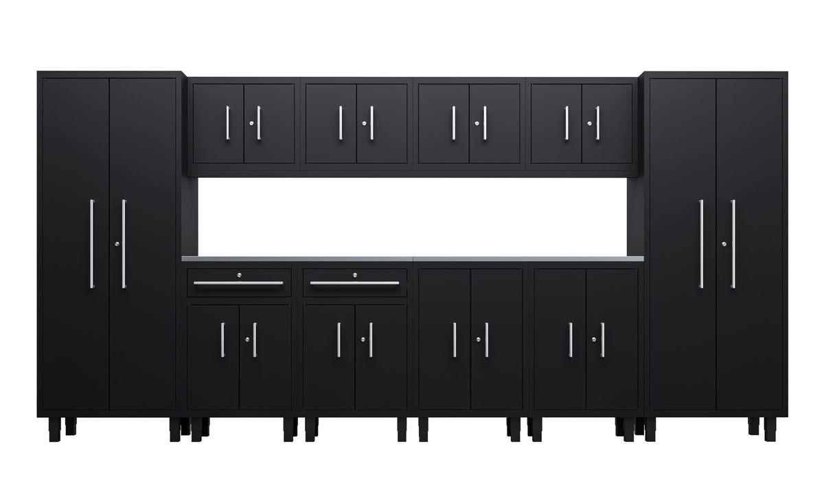 Core Plus Series 12pc Cabinet Set with Base, Split Cabinets, Wall Cabinets and 30" Lockers