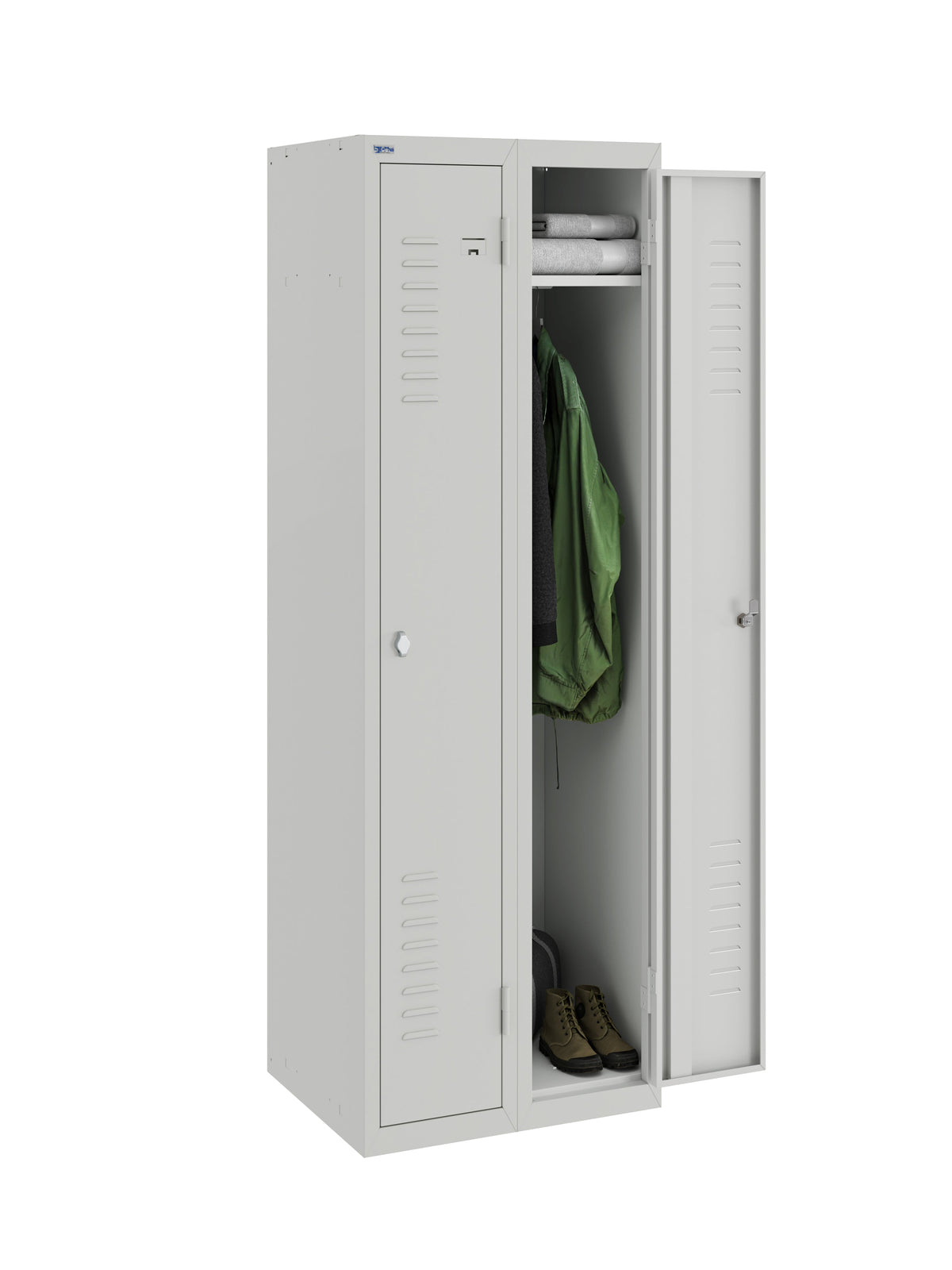 BDS Double Unit Locker 1- Tier Flat Pack - Main (1) and Add-on (1) Unit - Light Gray