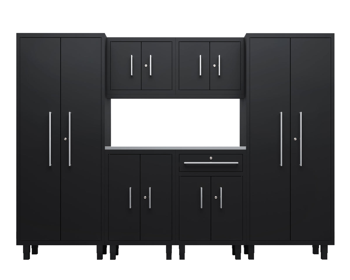 Core Plus Series 7pc Cabinet Set with Base, Split, Wall Cabinets and 30" Lockers