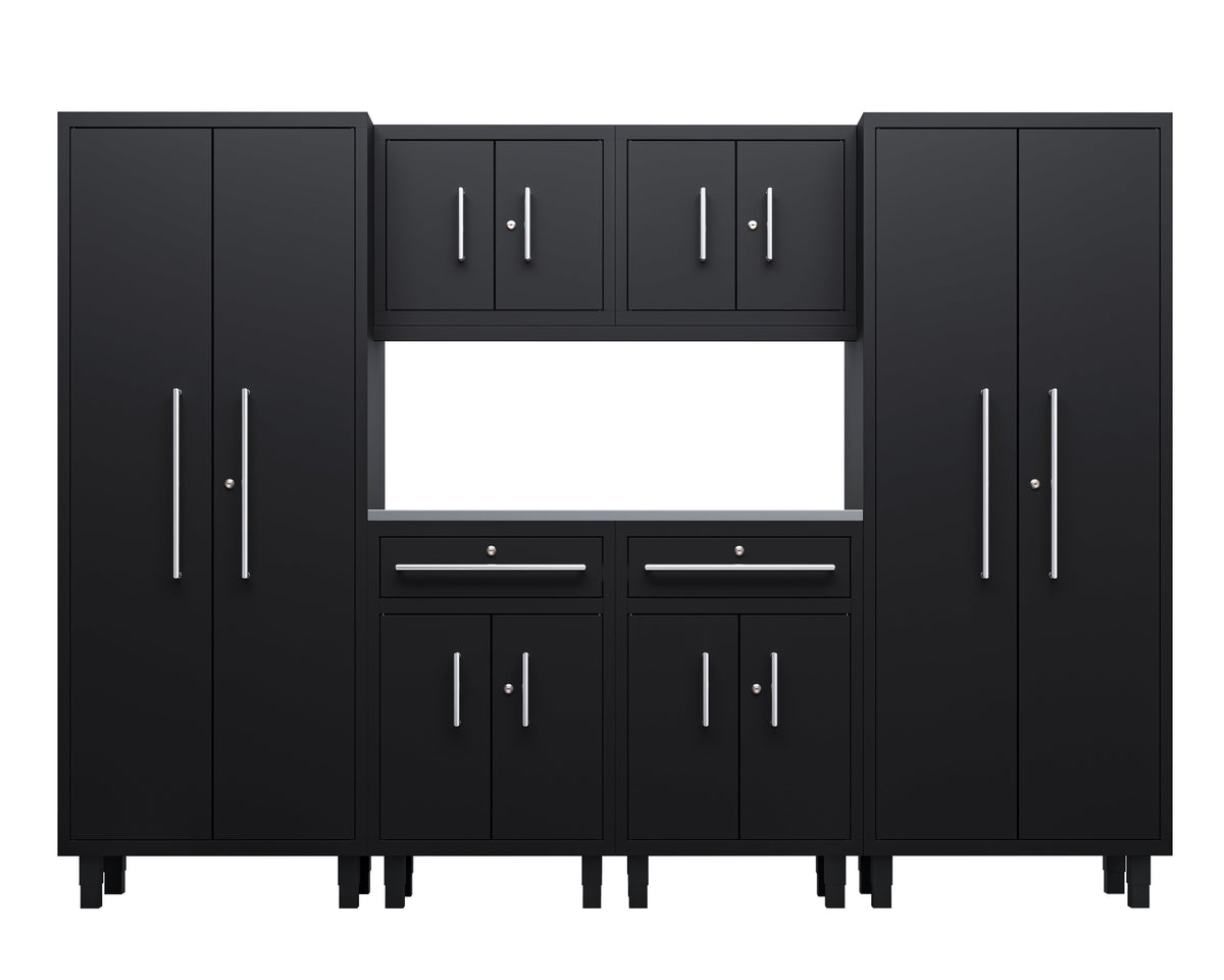 Core Plus Series 7pc Cabinet Set with Split Cabinets, Wall Cabinets and 30" Lockers