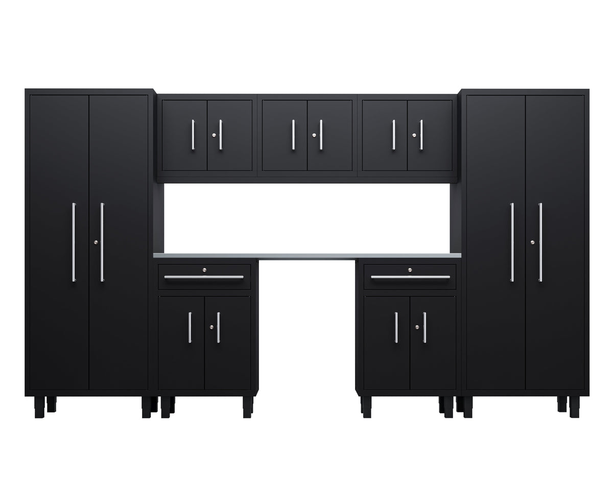 Core Plus Series 8pc Cabinets Set with Split Cabinets, Wall Cabinets and 30" Lockers