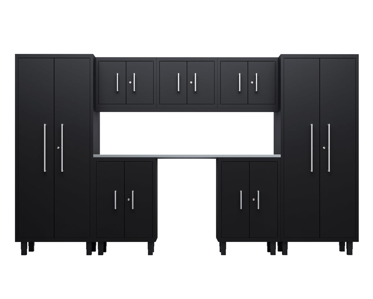 Core Plus Series 8pc Cabinets Set with Base, and Wall Cabinets with 30" Lockers