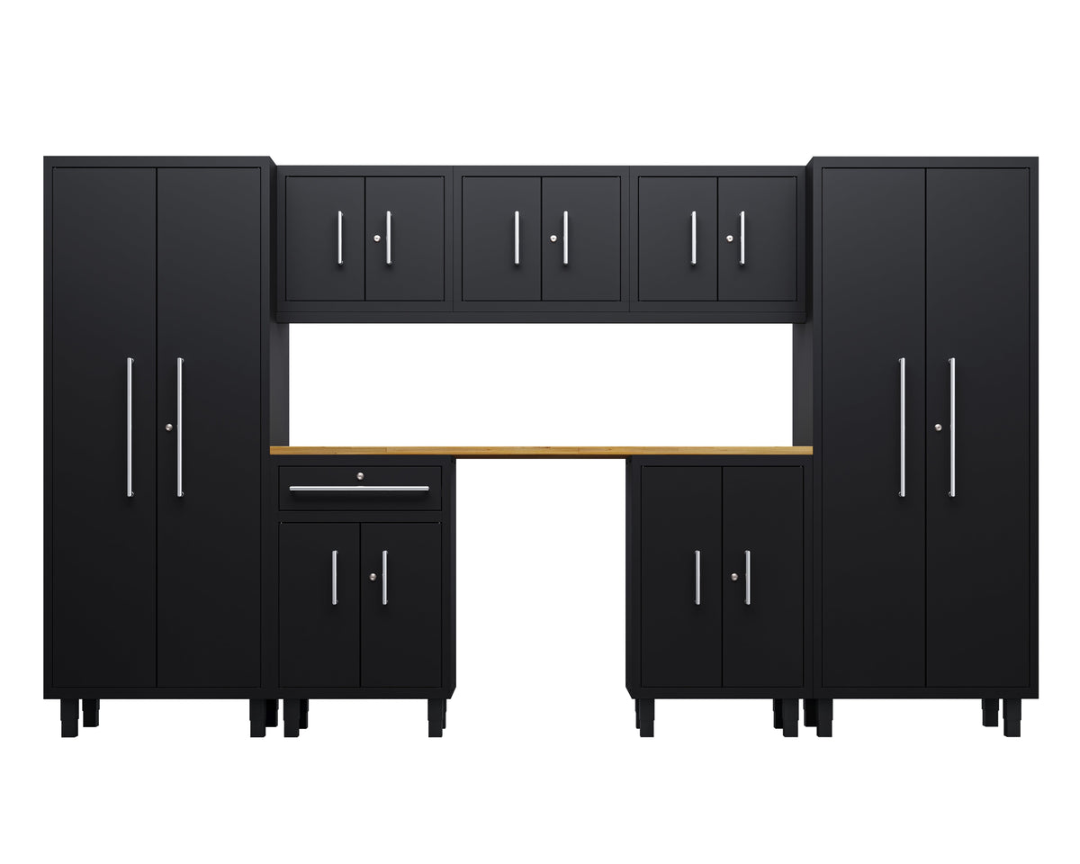 Core Plus Series 8pc Cabinets Set with Split, Base, and Wall Cabinets with 30" Lockers