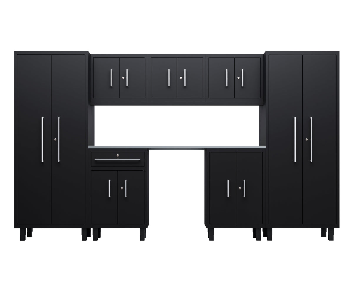 Core Plus Series 8pc Cabinets Set with Split, Base, and Wall Cabinets with 30" Lockers