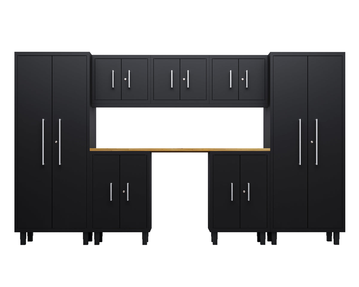 Core Plus Series 8pc Cabinets Set with Base, and Wall Cabinets with 30" Lockers
