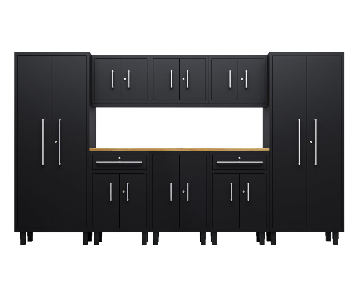 Core Plus Series 9pc Cabinet Set with Base, 2 Split Cabinets, Wall Cabinets and 30" Lockers