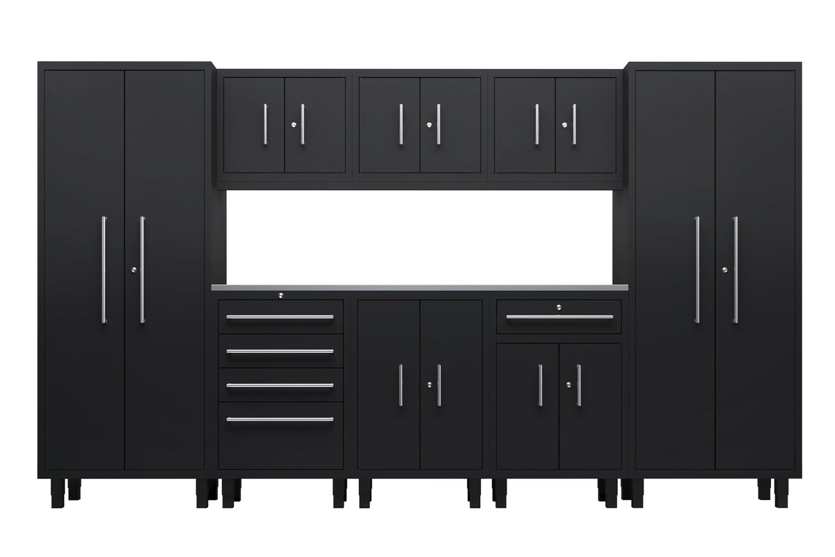 Core Plus Series 9pc Cabinet Set with Base, Tool Drawer, Split, Wall Cabinets and 30" Lockers
