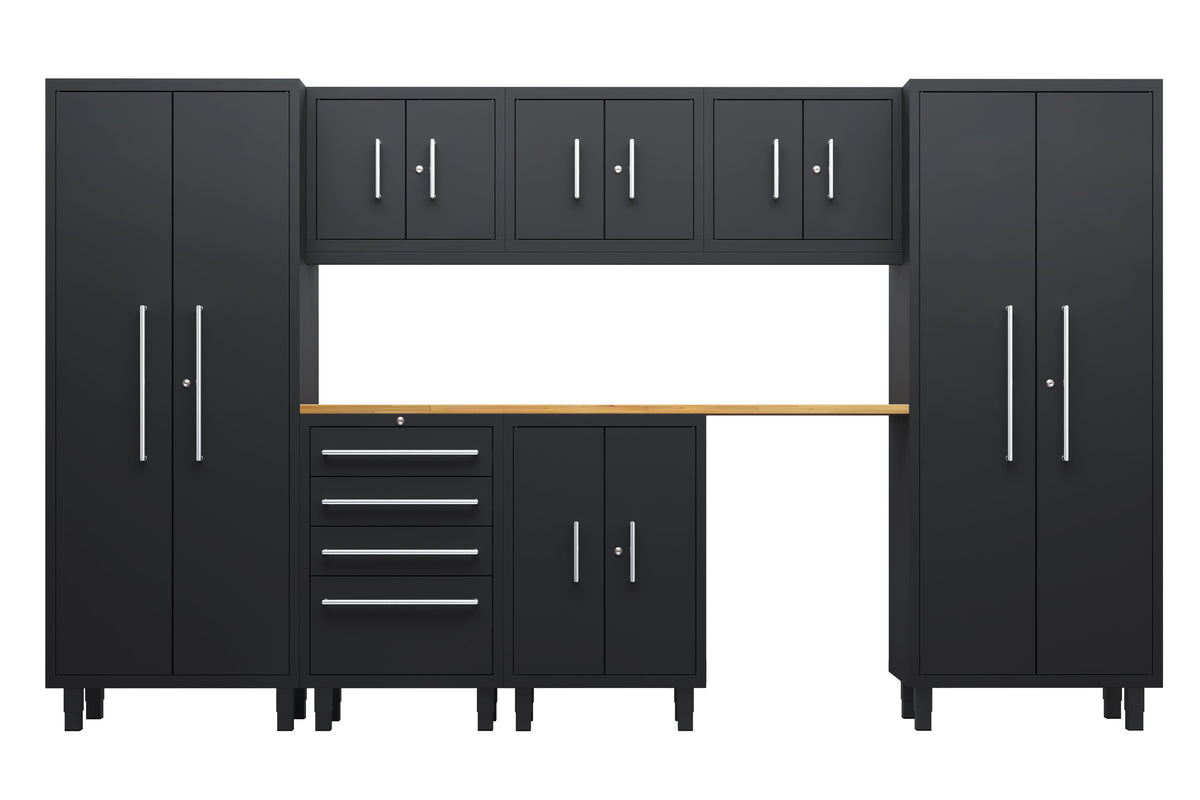 Core Plus Series 8pc Cabinets Set with Base, Tool Drawers, Wall Cabinets and 30" Lockers