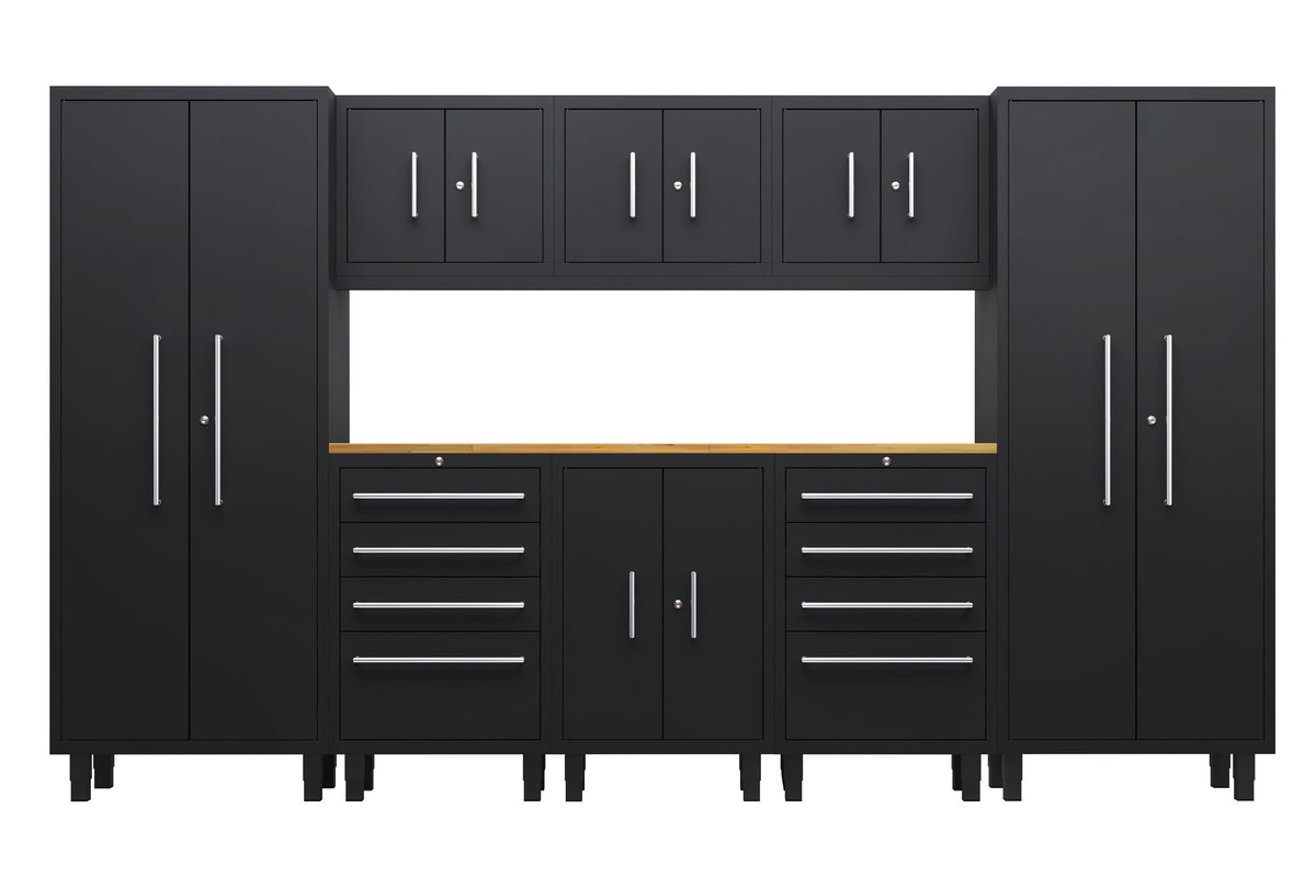 Core Plus Series 9pc Cabinet Set with Base, 2 Tool Drawers, Wall Cabinets and 30" Lockers