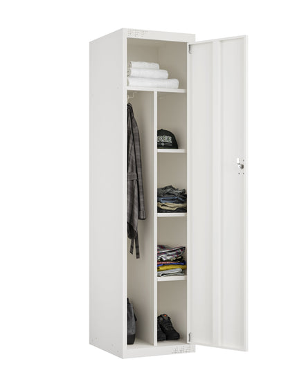 KDS Metal Storage Cabinet with Adjustable Shelves, Hanging Rod & Hooks, Split Unit