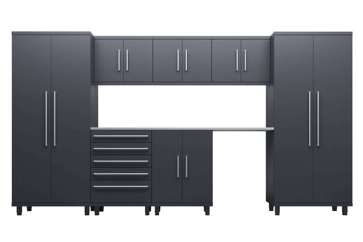 Prestige Series 8pc Cabinets Set with Base, Tool Drawers, Wall Cabinets and 36" Lockers