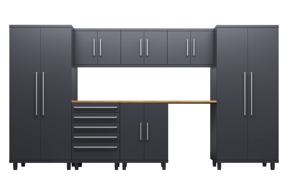 Prestige Series 8pc Cabinets Set with Base, Tool Drawers, Wall Cabinets and 36" Lockers