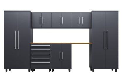 Prestige Series 8pc Cabinets Set with Base, Tool Drawers, Wall Cabinets and 36" Lockers