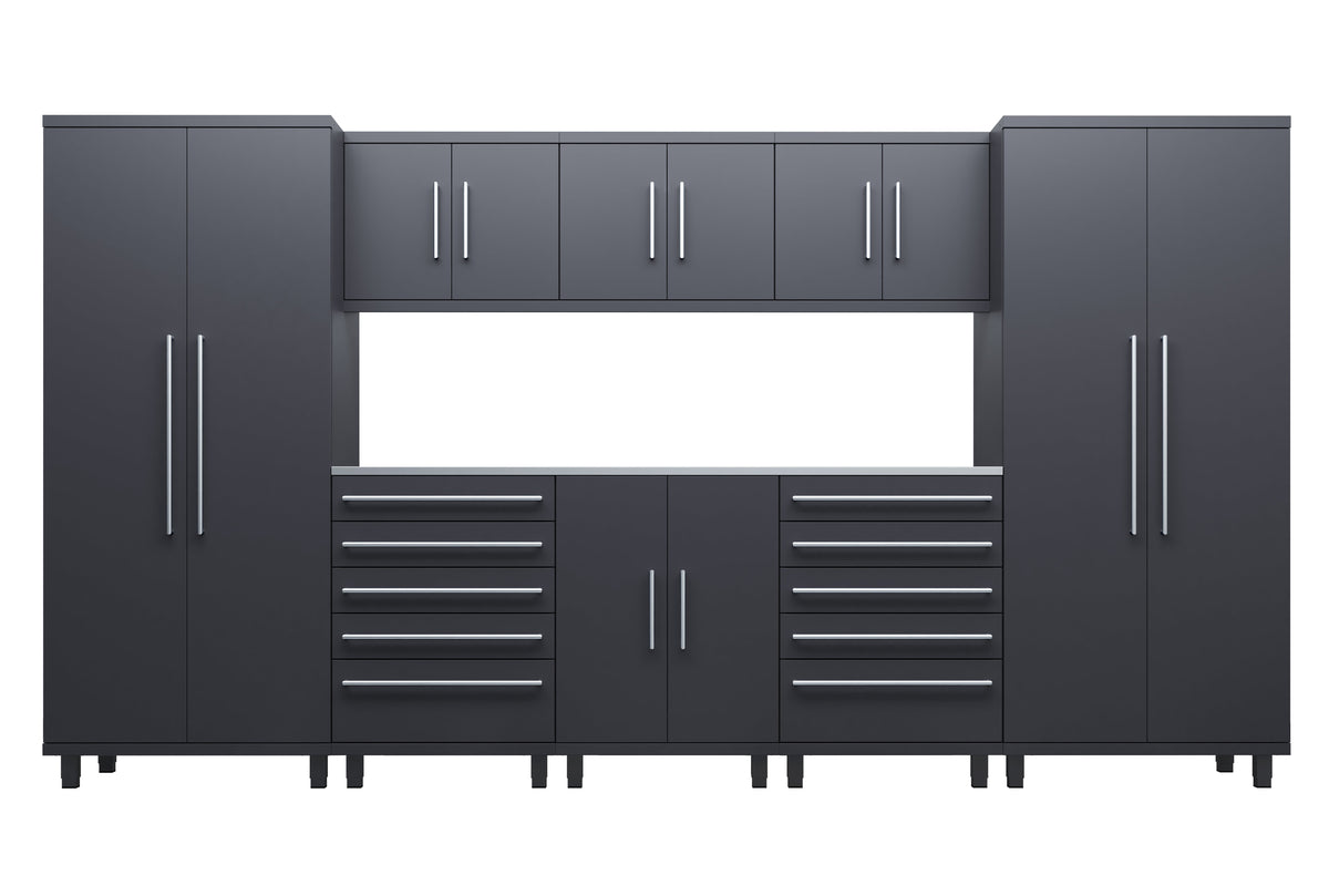 Prestige Series 9pc Cabinet Set with Base, Tool Drawers, Wall Cabinets and 36" Lockers