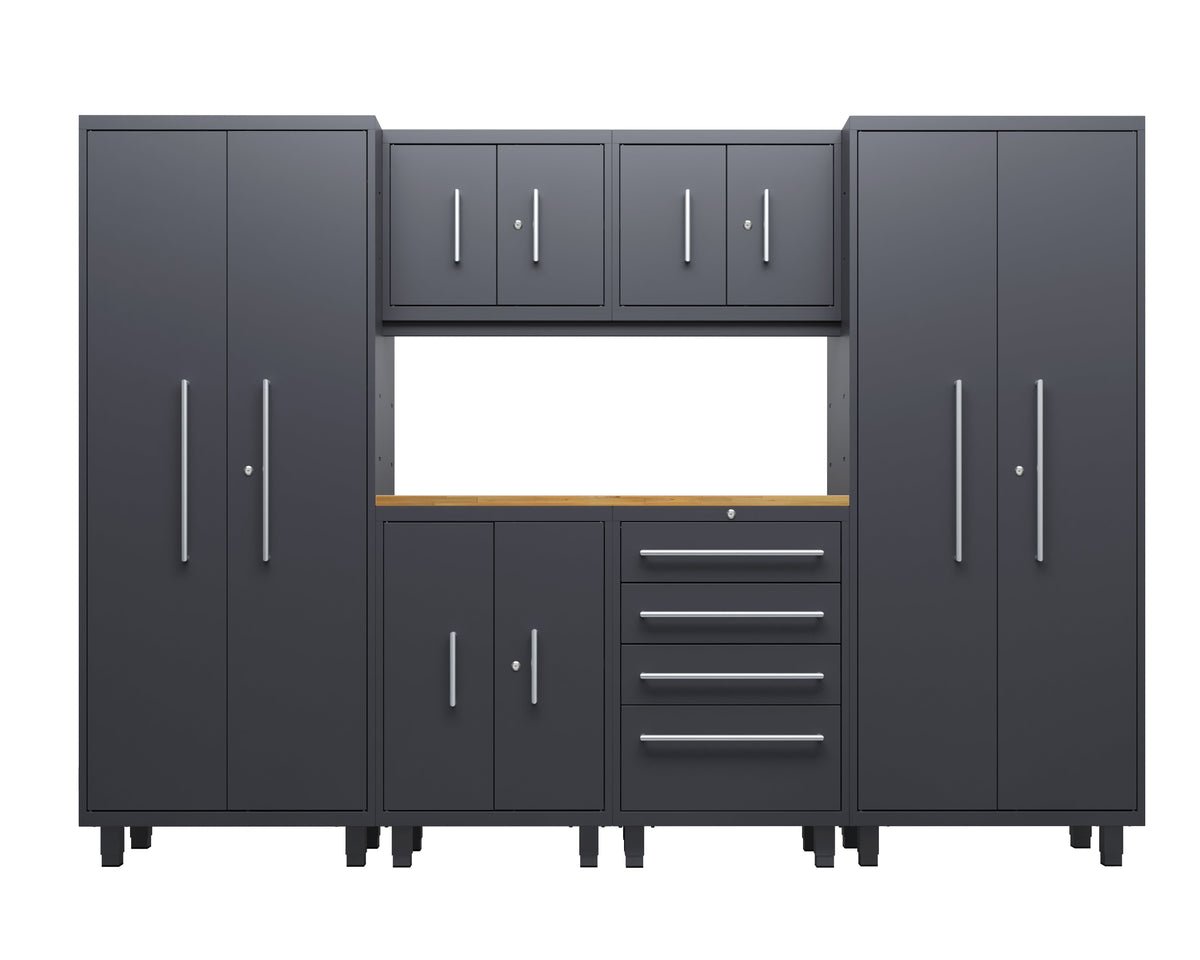Core Plus Series 7pc Cabinet Set with Base, Tool Drawers, Wall Cabinets and 30" Lockers