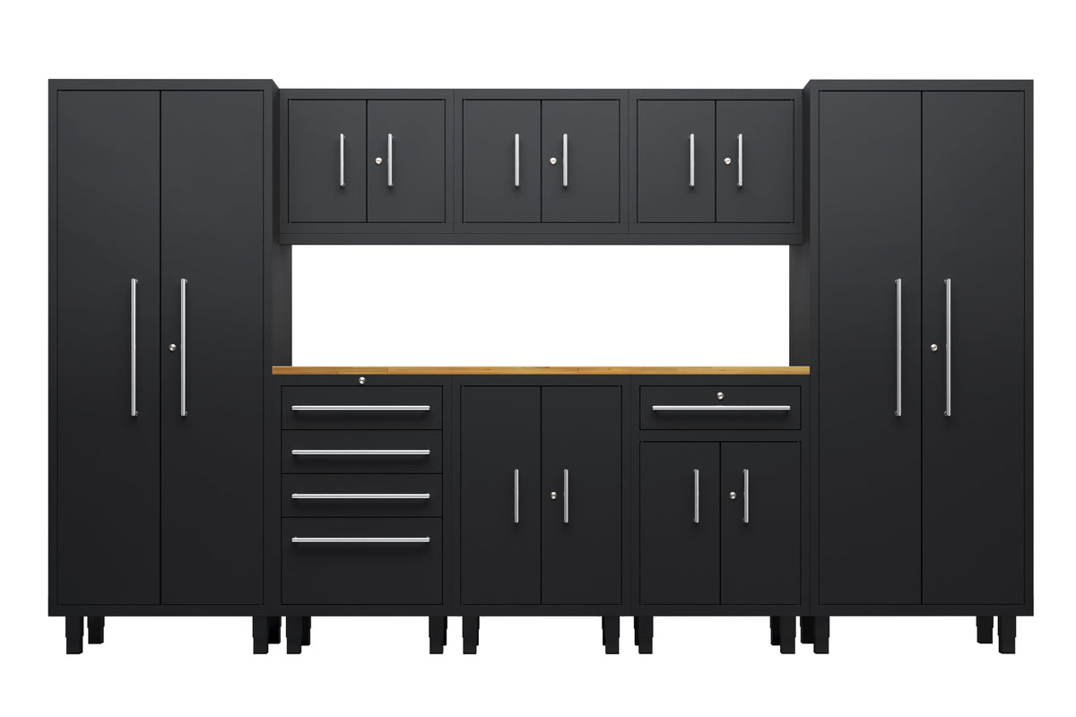 Core Plus Series 9pc Cabinet Set with Base, Tool Drawer, Split, Wall Cabinets and 30" Lockers