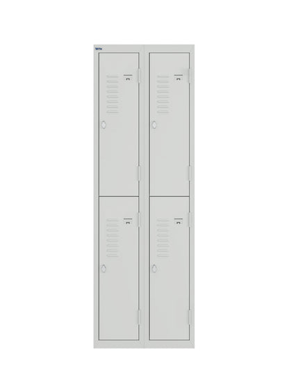 BDS Double Unit Locker 2 - Tier Flat Pack - Main (1) and Add-on (1) Unit - Light Gray