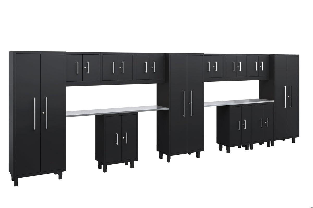 Core Plus Series 14pc Cabinet Set with Base, Wall Cabinets and 30" Lockers