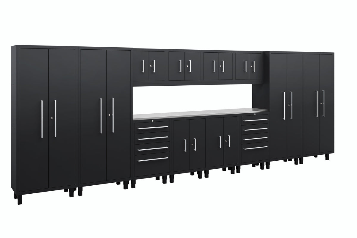 Core Plus Series 14pc Cabinet Set with Base, Tool Drawers, Wall Cabinets and 30" Lockers