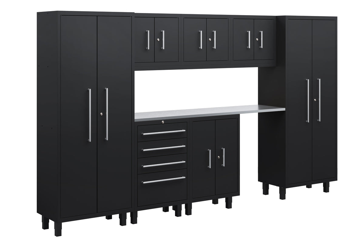 Core Plus Series 8pc Cabinets Set with Base, Tool Drawers, Wall Cabinets and 30" Lockers