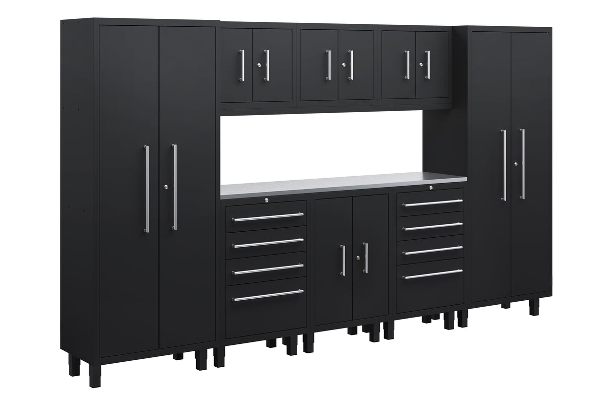 Core Plus Series 9pc Cabinet Set with Base, 2 Tool Drawers, Wall Cabinets and 30" Lockers