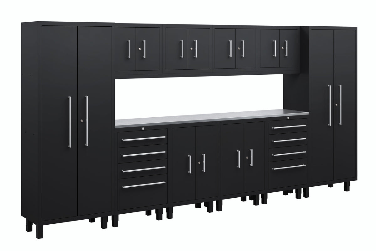 Core Plus Series 12pc Cabinet Set with Base, Tool Drawers, Wall Cabinets and 30" Lockers