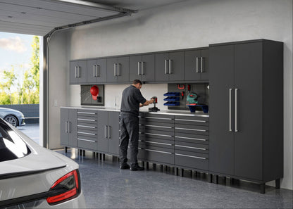 Prestige Series 8pc Cabinets Set with Base, Tool Drawers, Wall Cabinets and 36" Lockers