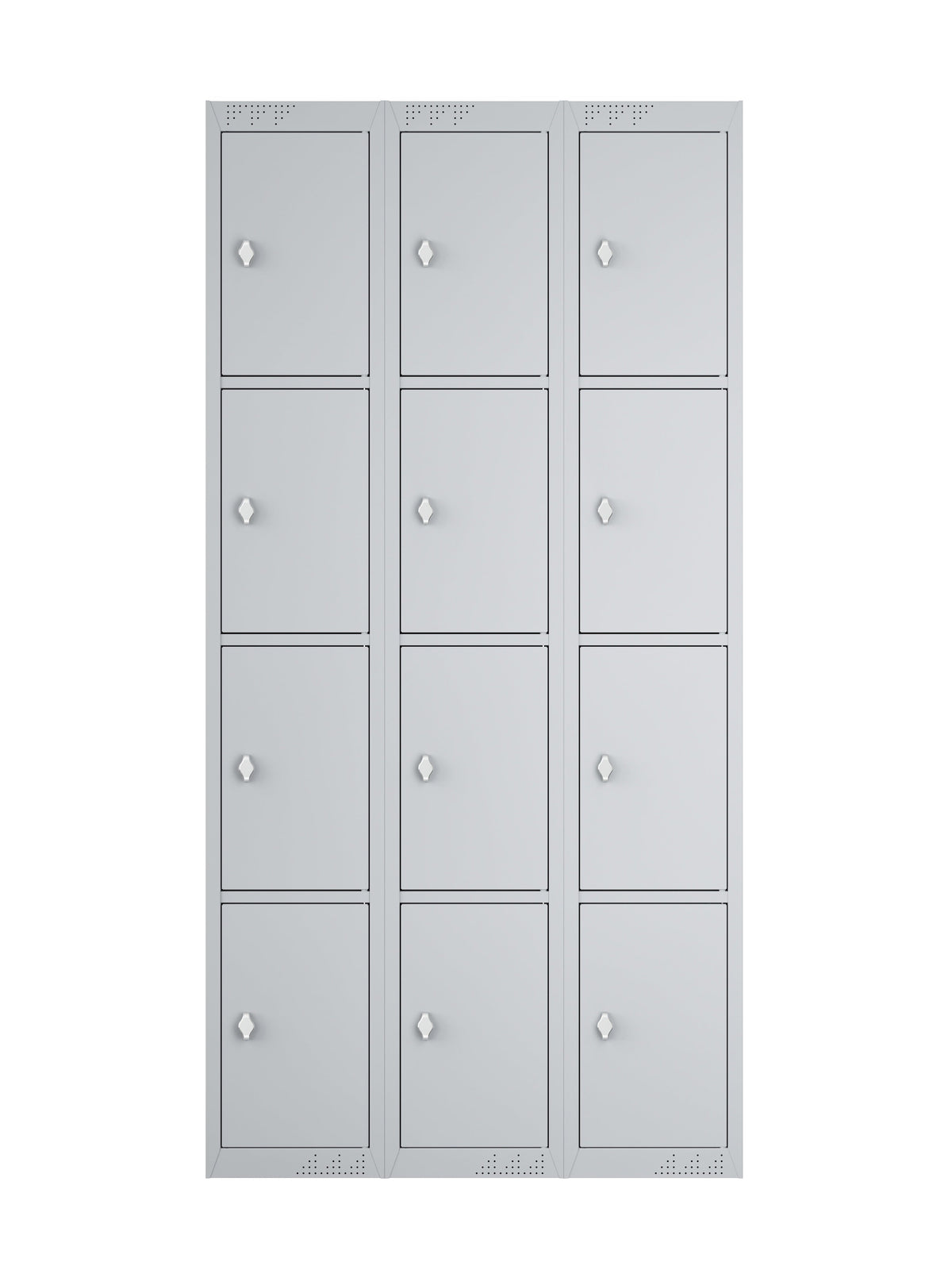 KDK Triple Unit Locker 4 - Tier Flat Pack - Main Unit (1) and Add-on (2) Unit - Light Grey