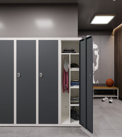 KDS Metal Storage Cabinet with Adjustable Shelves, Hanging Rod & Hooks, Split Unit