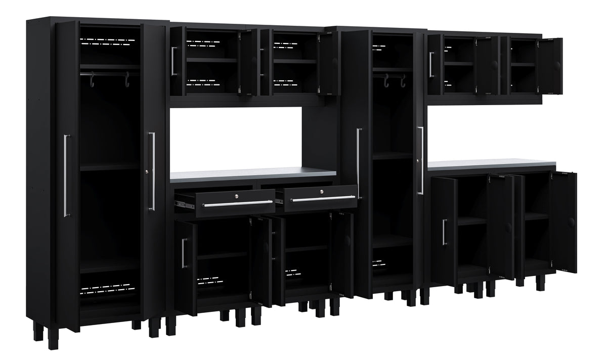 Core Plus Series 12pc Cabinet Set with Base, Split Cabinets, Wall Cabinets and 30" Lockers