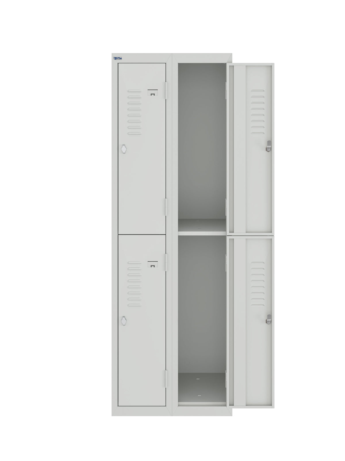 BDS Double Unit Locker 2 - Tier Flat Pack - Main (1) and Add-on (1) Unit - Light Gray
