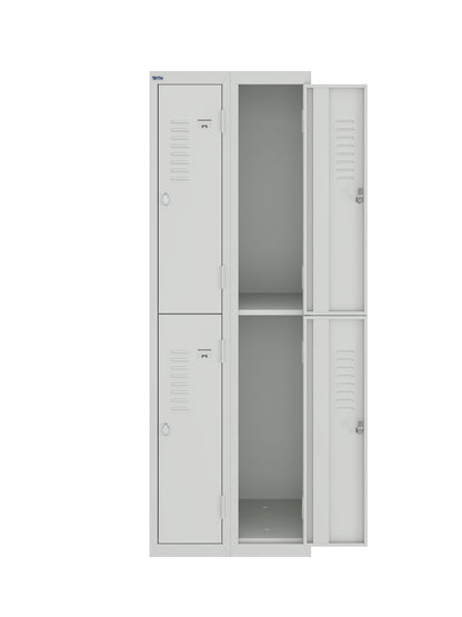 BDS Double Unit Locker 2 - Tier Flat Pack - Main (1) and Add-on (1) Unit - Light Gray