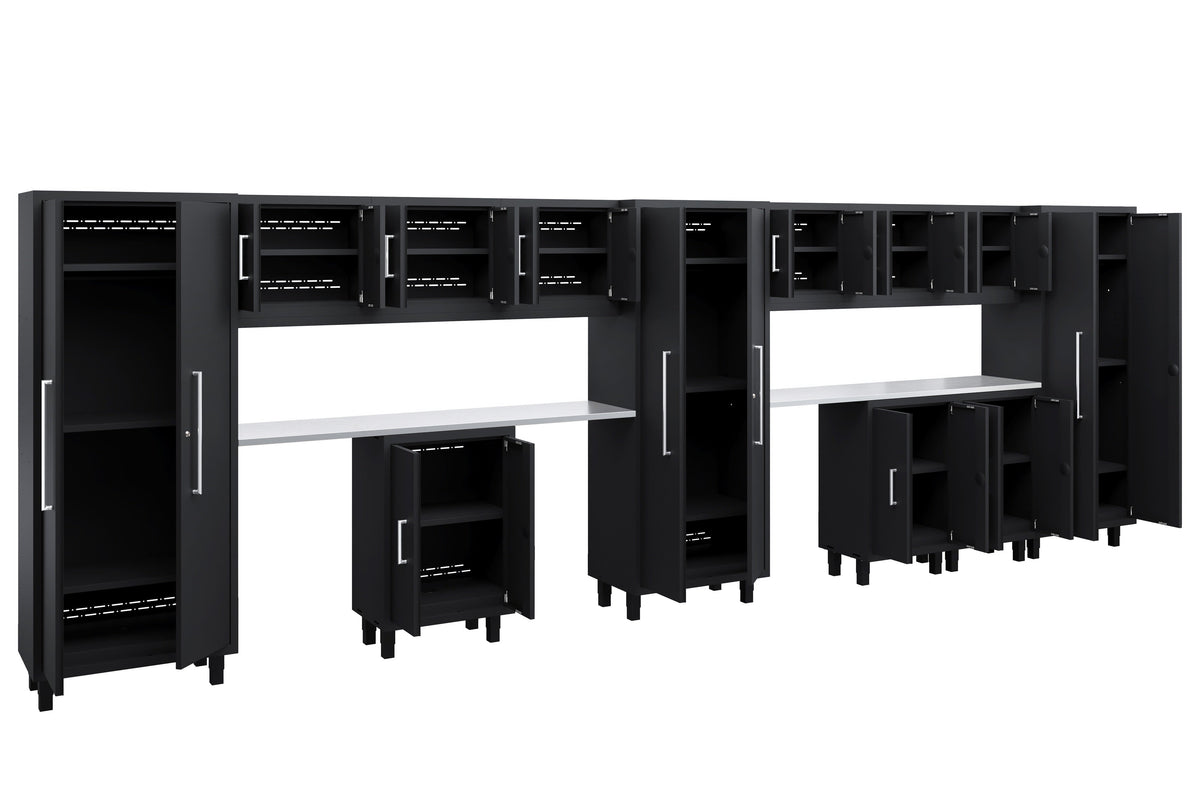 Core Plus Series 14pc Cabinet Set with Base, Wall Cabinets and 30" Lockers