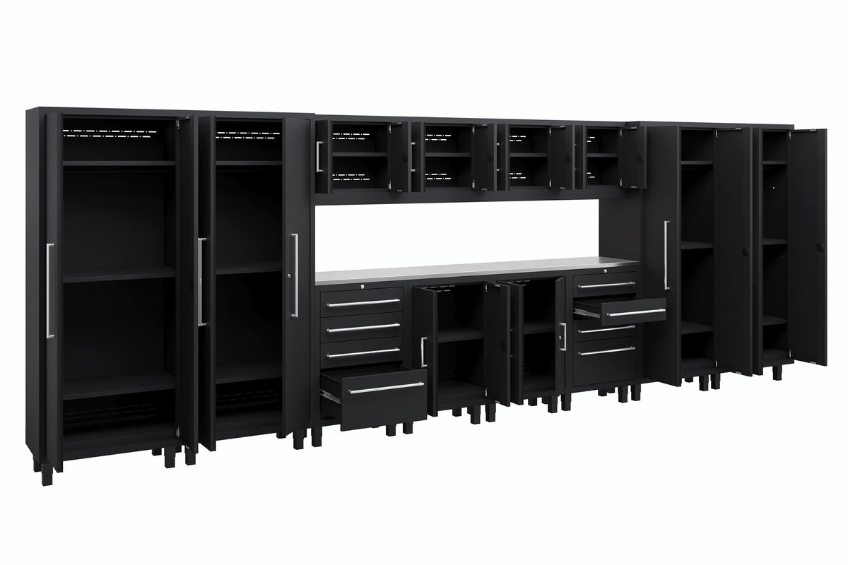 Core Plus Series 14pc Cabinet Set with Base, Tool Drawers, Wall Cabinets and 30" Lockers