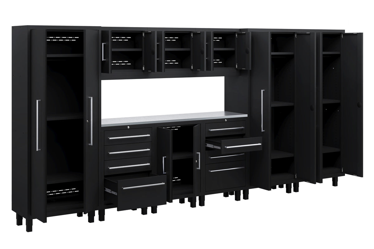 Core Plus Series 10pc cabinet set with Base, Tool Drawers, Wall and 30" Locker Cabinets