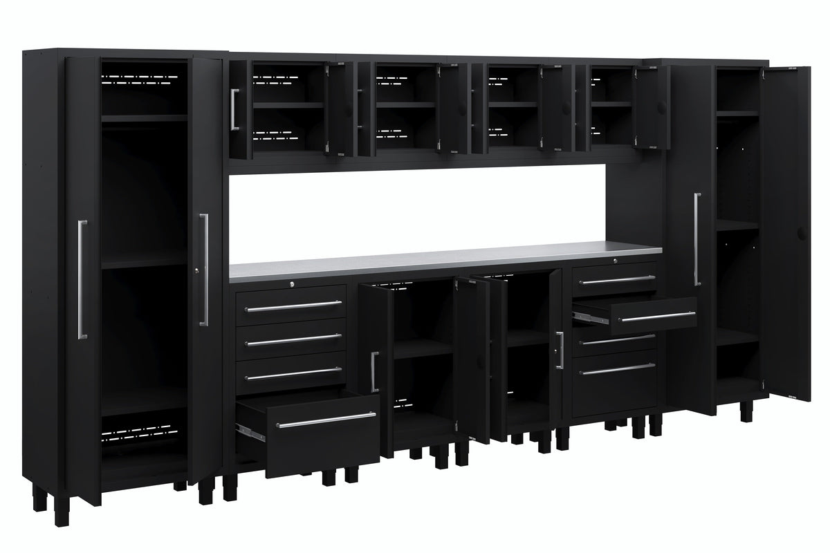 Core Plus Series 12pc Cabinet Set with Base, Tool Drawers, Wall Cabinets and 30" Lockers