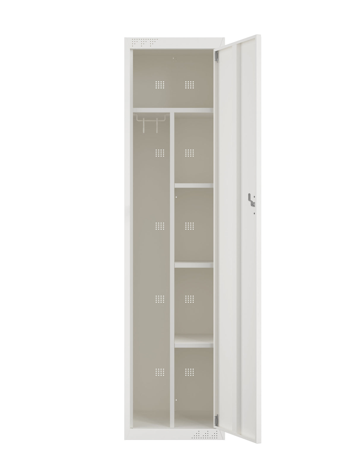 KDS Metal Storage Cabinet with Adjustable Shelves, Hanging Rod & Hooks, Split Unit