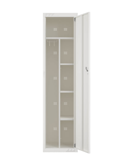 KDS Metal Storage Cabinet with Adjustable Shelves, Hanging Rod & Hooks, Split Unit