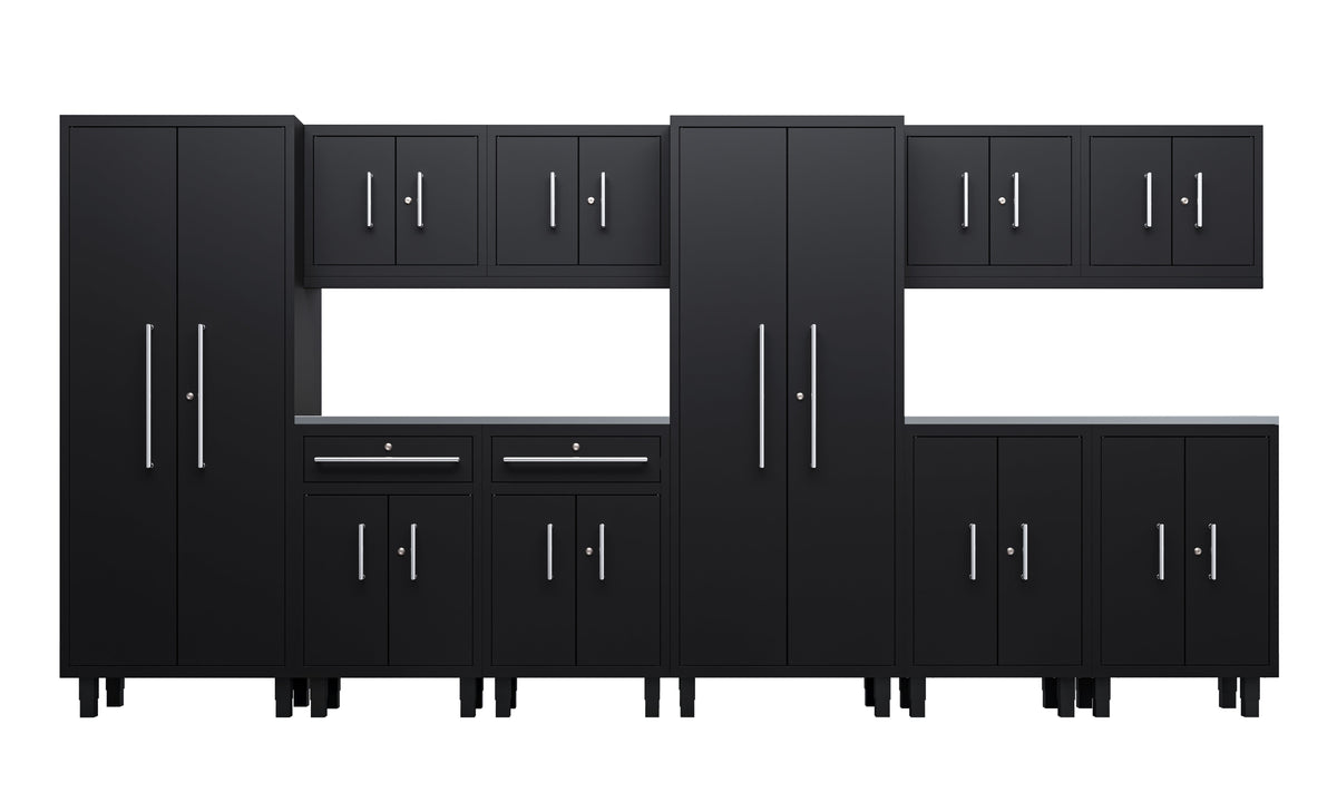 Core Plus Series 12pc Cabinet Set with Base, Split Cabinets, Wall Cabinets and 30" Lockers